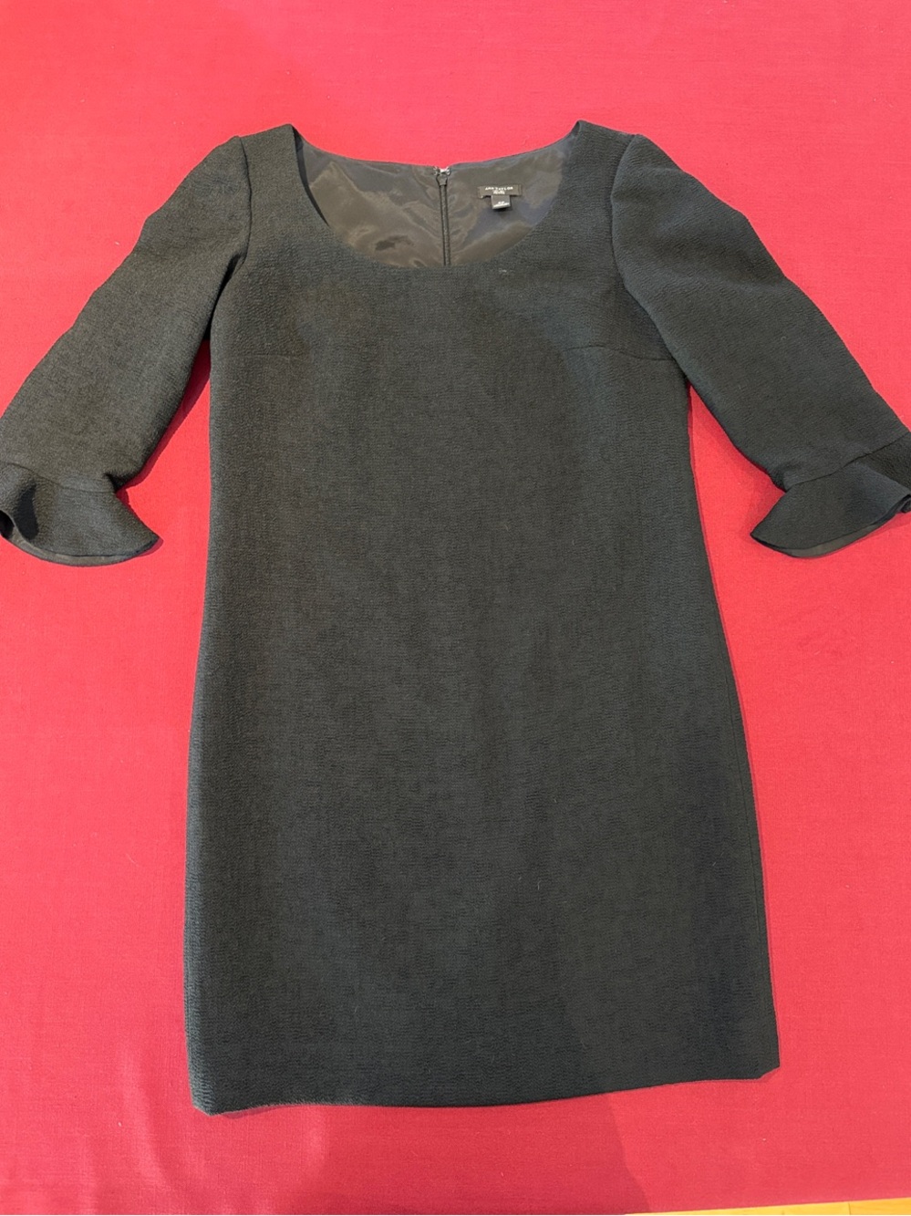 Ann Taylor Black Ruffle-Sleeve Mini Dress